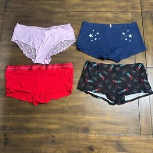 Victoria’s Secret PINK Panty Lot 4 NWOT XL Boyshort Lace Logo Graphic